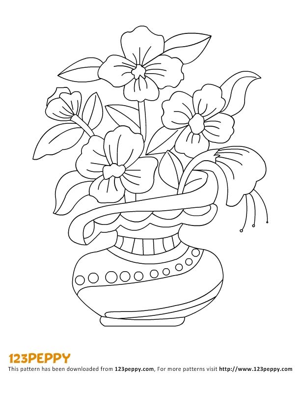 613x800 Pictures Flower And Vase Drawing For Kids,