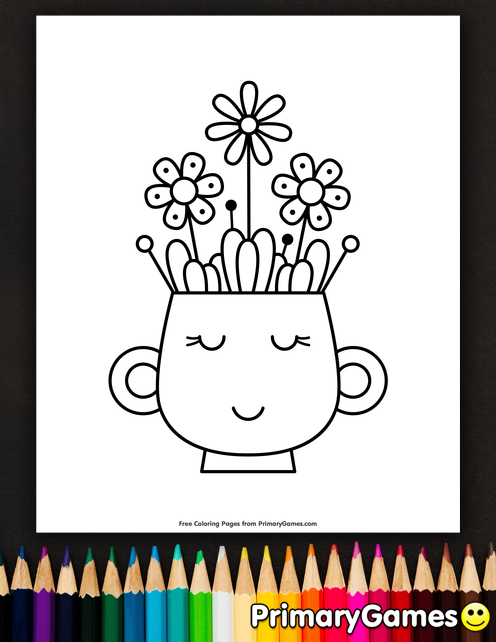 496x642 Vase With Spring Flowers Coloring Page Printable Spring Coloring