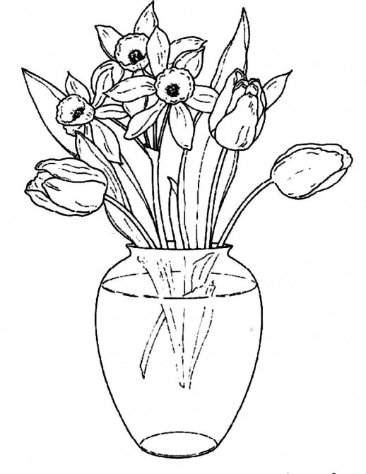 518x671 Flowers In A Clear Glass Vase Coloring Pages Flowers