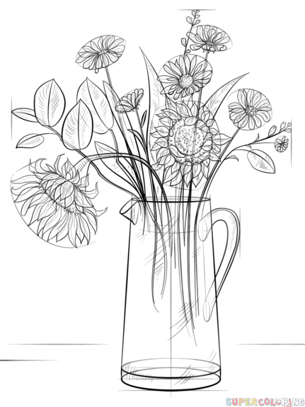 431x575 How To Draw A Bouquet Of Flowers Step By Step Drawing Tutorials
