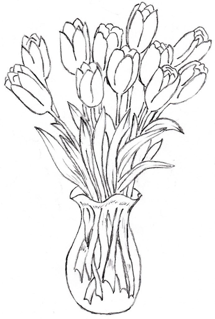 691x1024 Pictures Flower Vase Drawing,