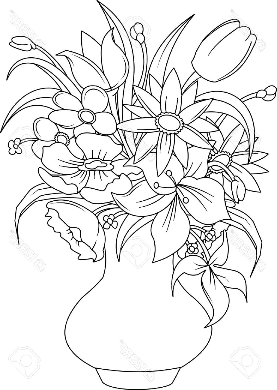 924x1300 Bunch Of Flowers In A Vase Drawings Drawing Flower Images Bouquet