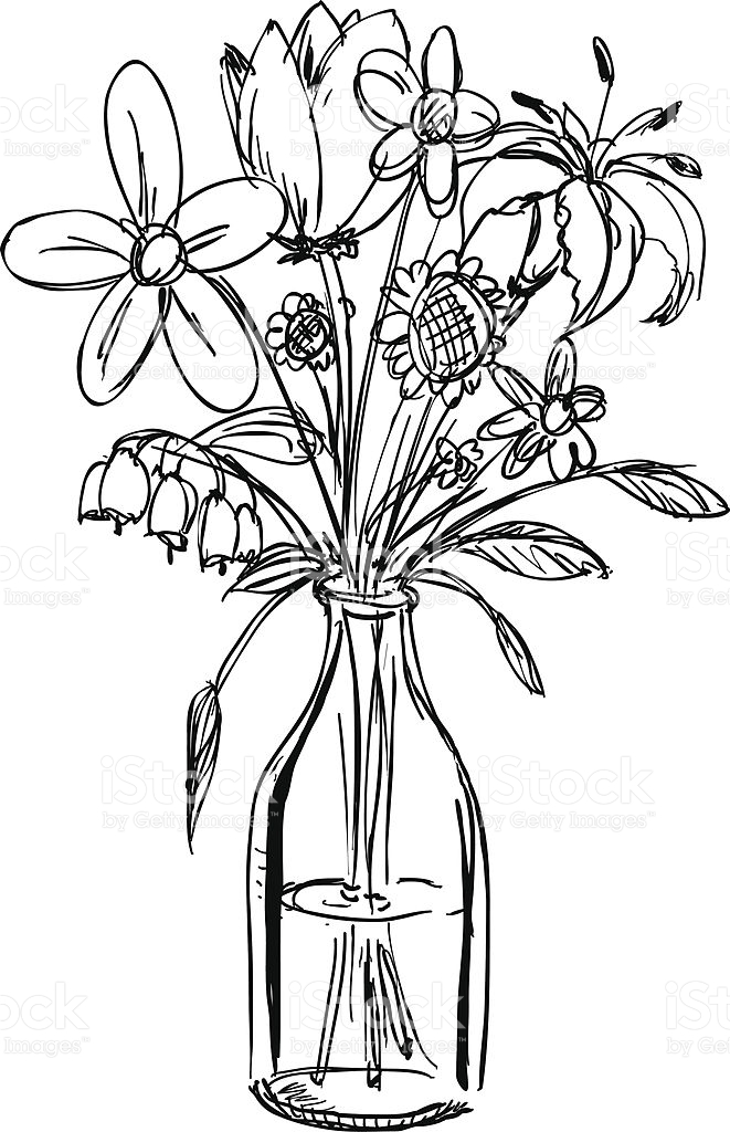 661x1024 Photos Sketch Of Bouquet Of Flowers,