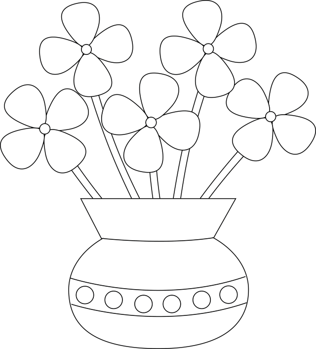 640x706 Vase With Flowers Drawings For Kids