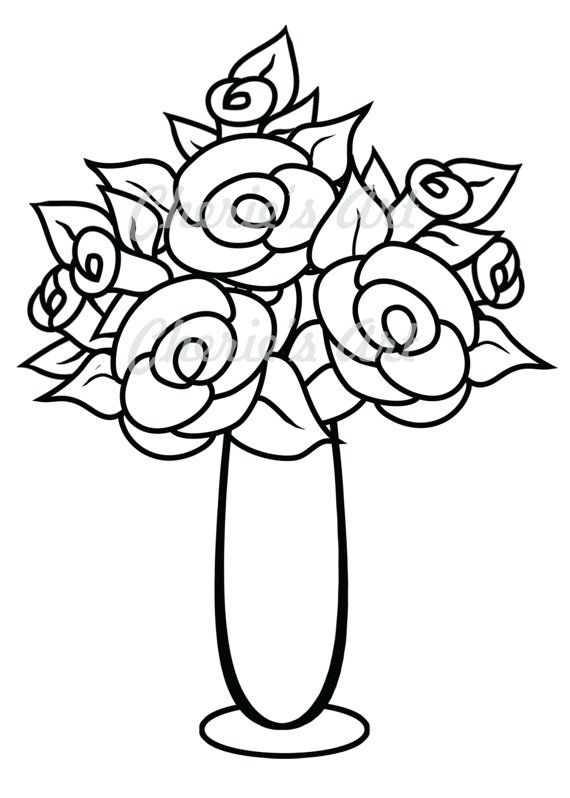 570x798 White Flower Clipart Vase