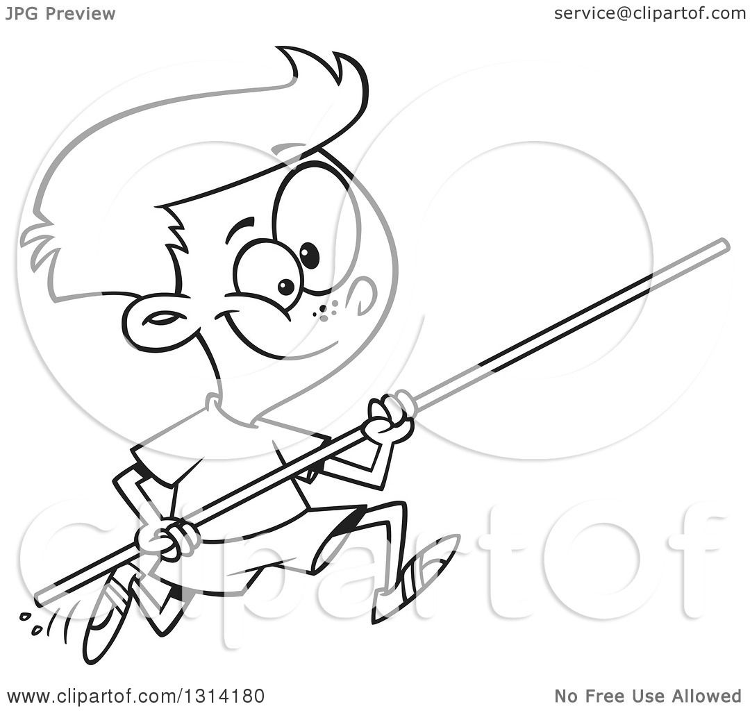 1080x1024 Lineart Clipart Of A Black And White Track And Field Pole Vault