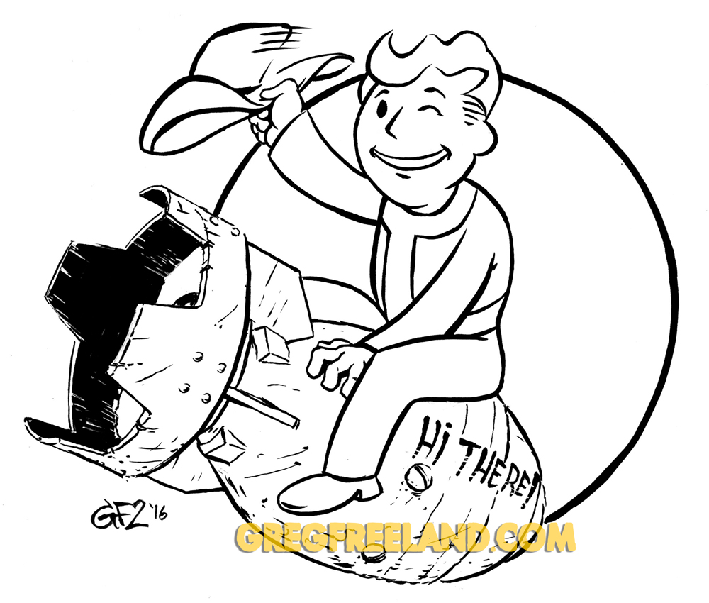 1000x850 Awesome Ink Drawing My Coworker Did For Me Of Vault Boy Ala