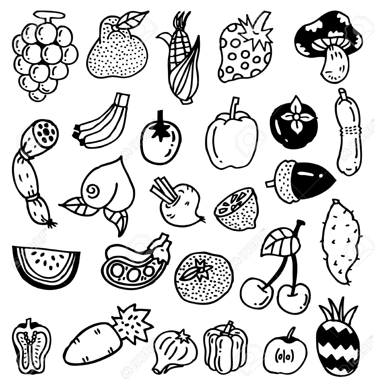 1259x1300 Hand Draw Vegetable Royalty Free Cliparts, Vectors, And Stock