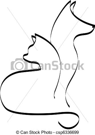 332x470 Cat And Dog Drawing Eps Vectors