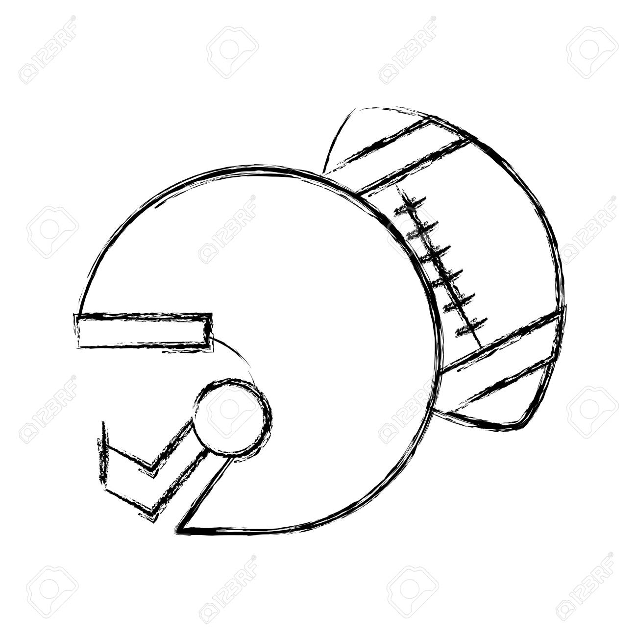 1300x1300 Sketch Draw Football Helmet And Ball Vector Graphic Design Royalty