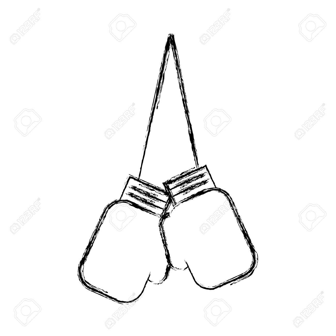 1300x1300 Sketch Draw Hanging Boxing Gloves Cartoon Vector Graphic Design