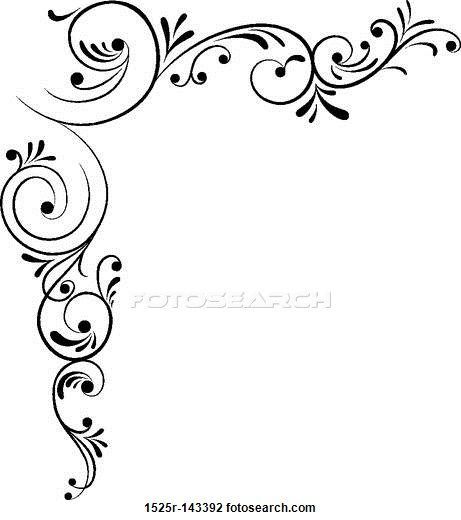 461x520 Clip Art Of Element For Design, Corner Flower, Vector 1525r 143392
