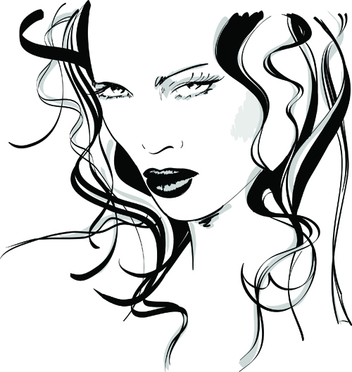 500x529 Set Of Hand Drawn Fashion Model Vector Graphics 02