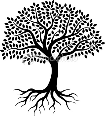 344x380 A Simple Graphic Tree, Drawn On 3 Layers, With Leaves, Branches