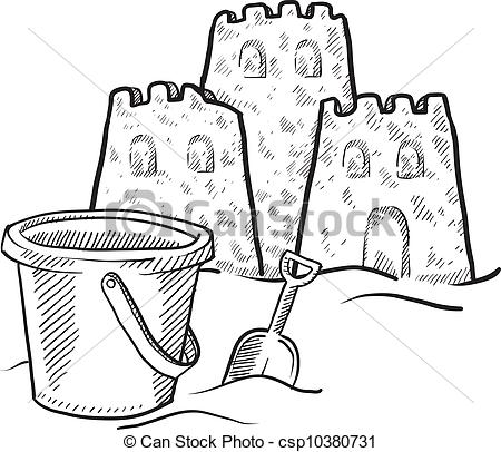 450x406 Sand Castle Sketch. Doodle Style Sketch Of Beach Sand Castle