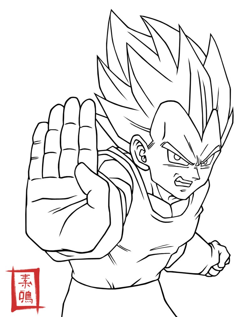 791x1011 Vegeta Ssj Stance Lineart By Snakou