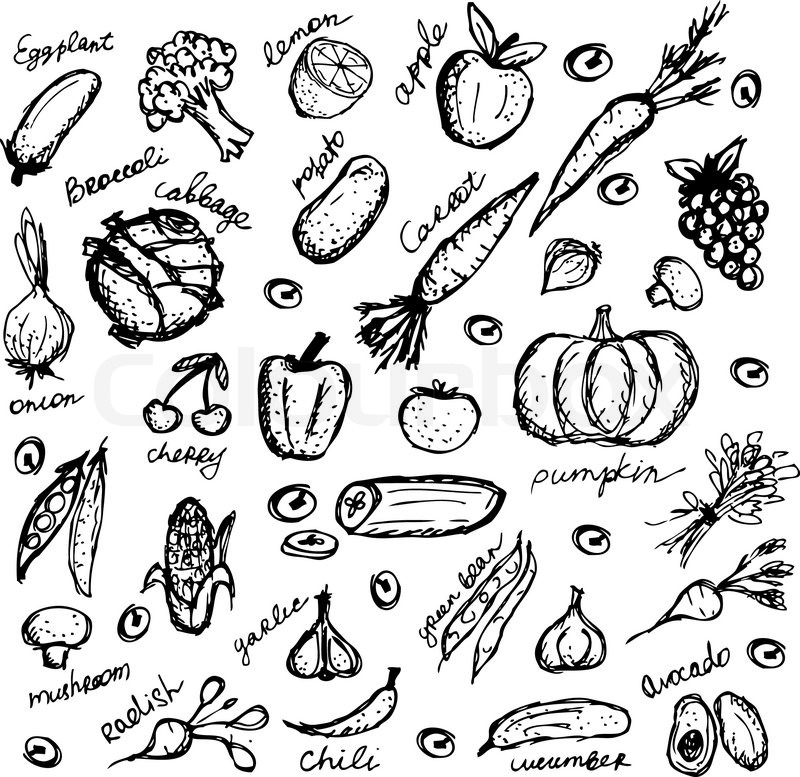 800x777 Vegetable Sketch Frame For Your Design. Vector Illustration