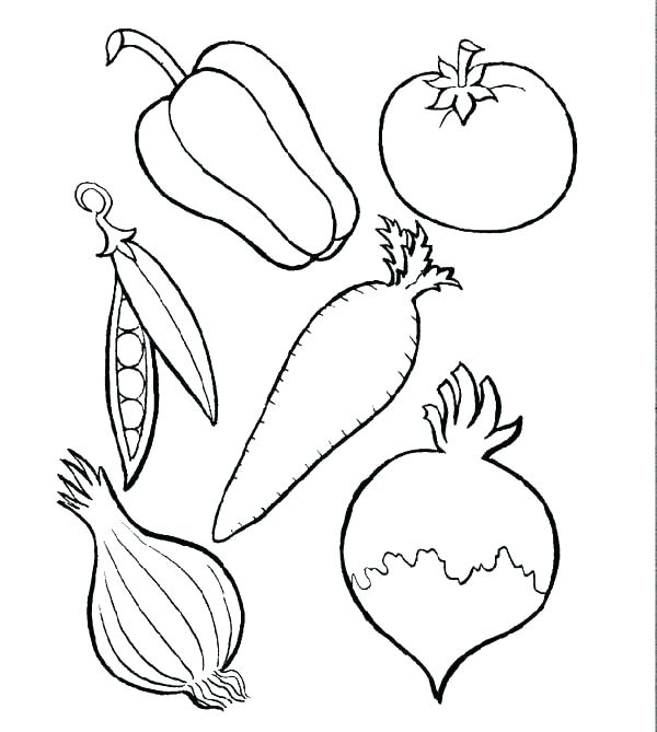 600x669 Fruits And Veggies Coloring Pages For Fruit Drawings To Color