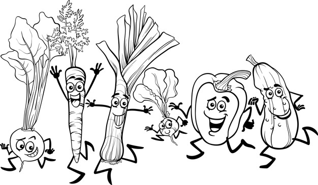 626x365 Running Vegetables Cartoon For Coloring Vector Premium Download
