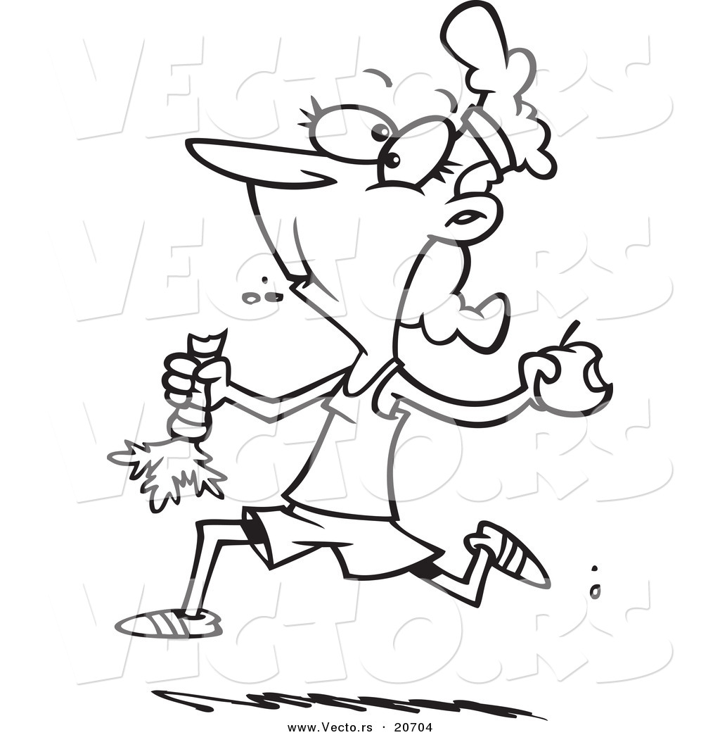 1024x1044 Vector Of A Cartoon Female Jogger Eating Her Fruits And Veggies