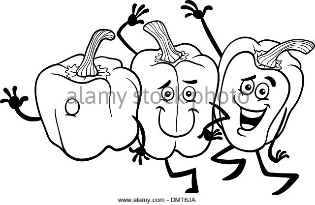 640x417 Black White Cartoon Illustration Vegetables Black And White Stock