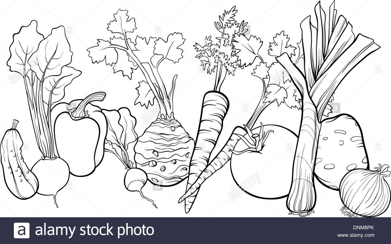 1300x812 Black And White Cartoon Illustration Of Vegetables Food Object Big