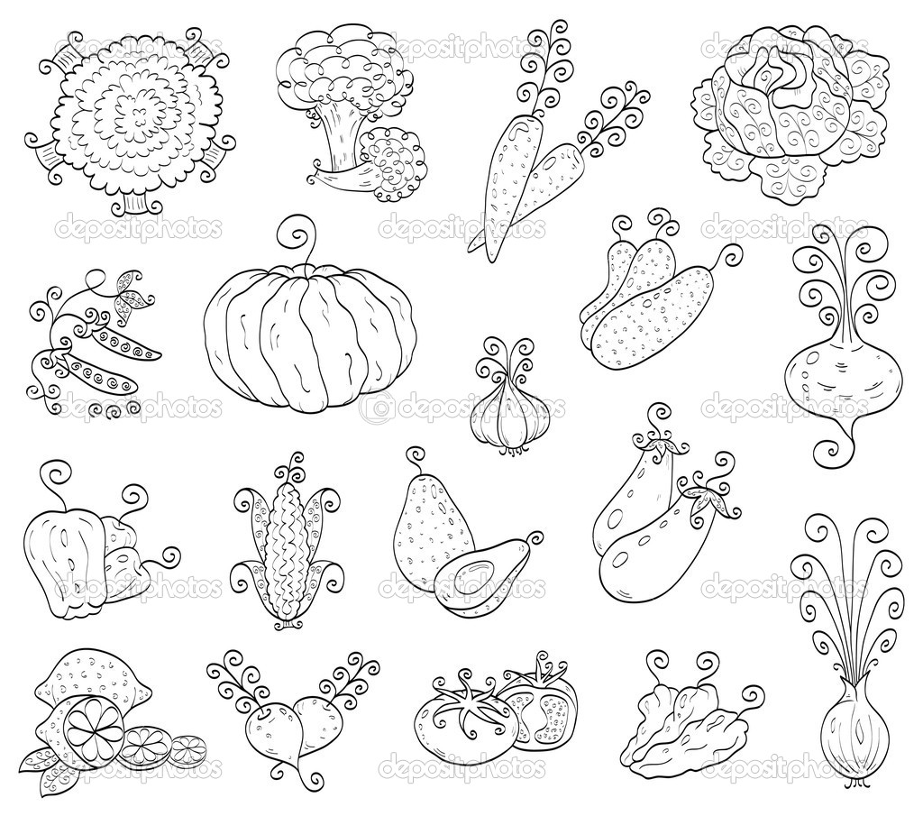 1024x905 And Vegetables Drawing