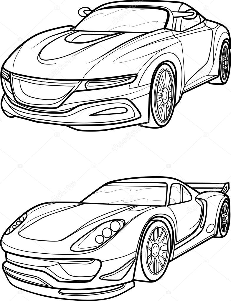 784x1023 Outline Drawing Car. Stock Vector Kopirin