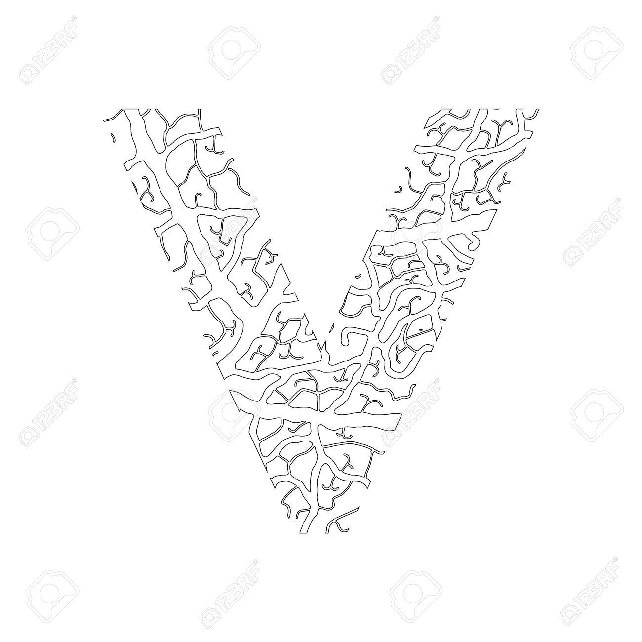 1300x1300 Nature Alphabet, Ecology Decorative Font. Capital Letter W Filled