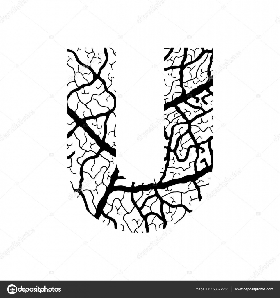 963x1024 Nature Alphabet Ecology Decorative Font Capital Letter U Filled