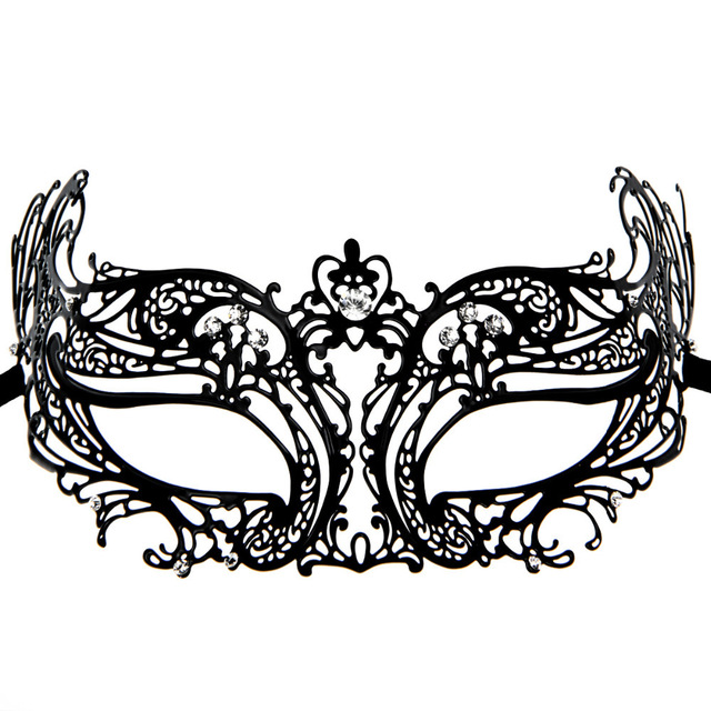 640x640 Luxury Black Metal Venetian Mask Sexy Costume Accessories In Party