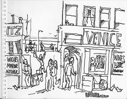 500x391 Venice Beach Memory Sketch Of The 60s