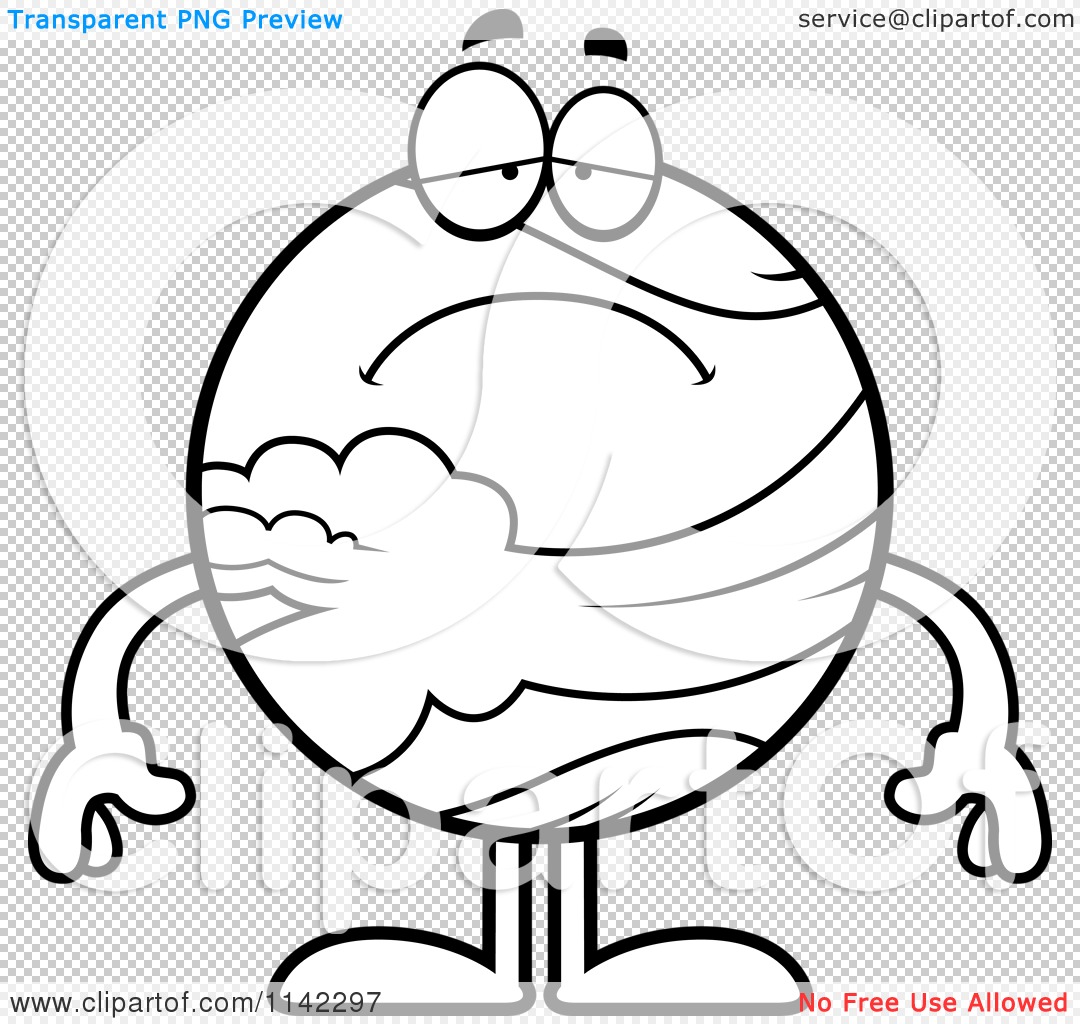 1080x1024 Cartoon Clipart Of A Black And White Sad Planet Venus