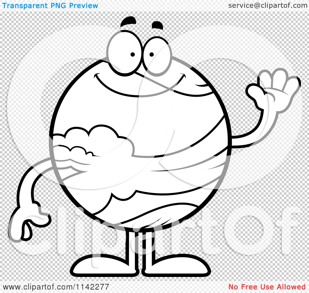 1080x1024 Cartoon Clipart Of A Black And White Waving Planet Venus