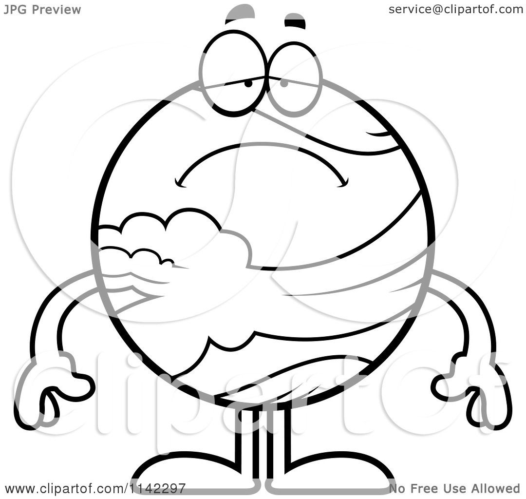 1080x1024 Cartoon Clipart Of A Black And White Sad Planet Venus