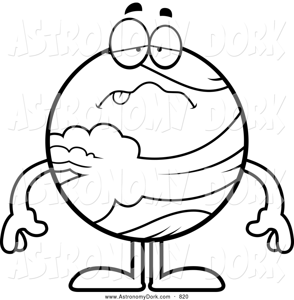 1024x1044 Clip Art Of A Black And White Outlined Sick Planet Venus By Cory