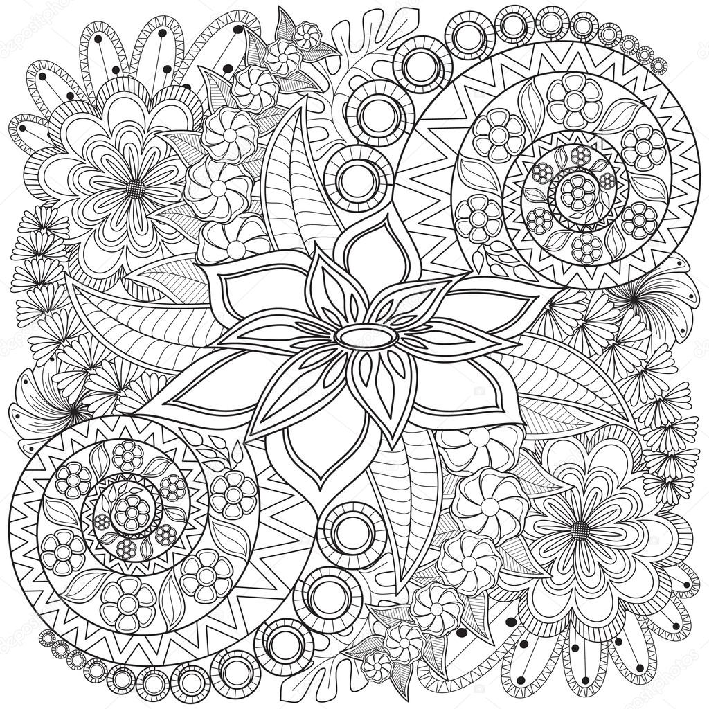 1024x1024 Flower Swirl Coloring Page Pattern. Stock Vector Vectoramac