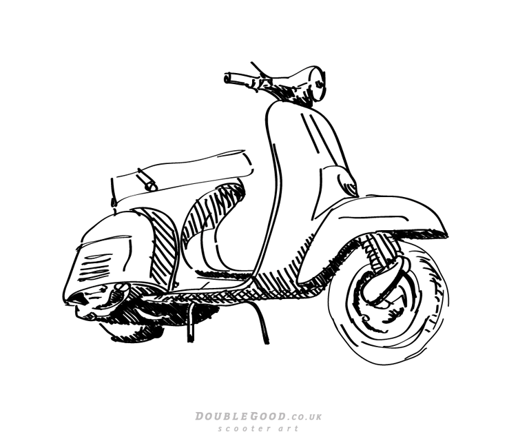 768x640 Modern Vespa Let's Draw Scooters!