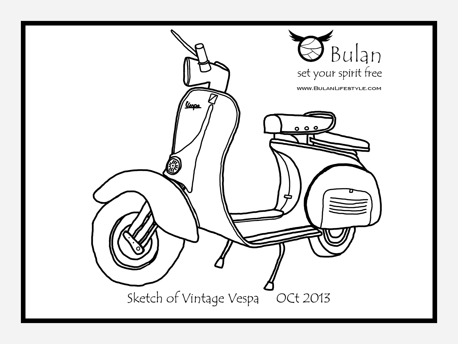 1600x1200 Sketch Of The Day 182 Vintage Vespa The Crazy Bag Lady