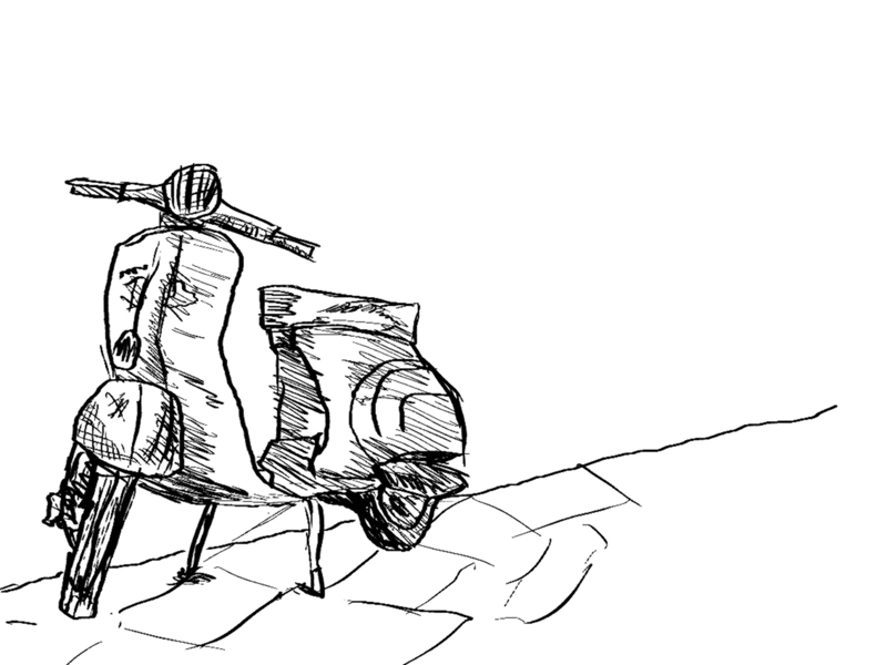 800x600 Vespa Ink Sketch By Exell