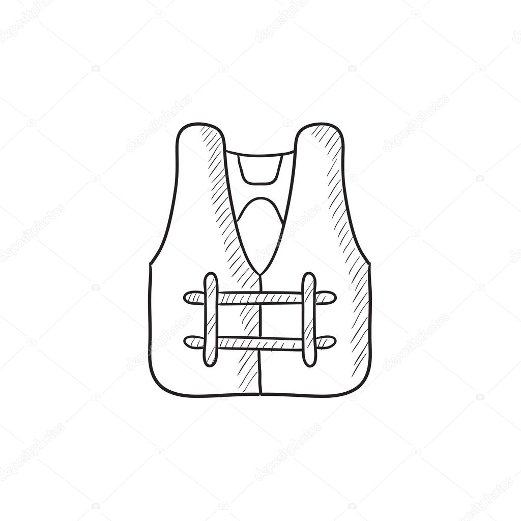 1024x1024 Life Vest Sketch Icon. Stock Vector Rastudio