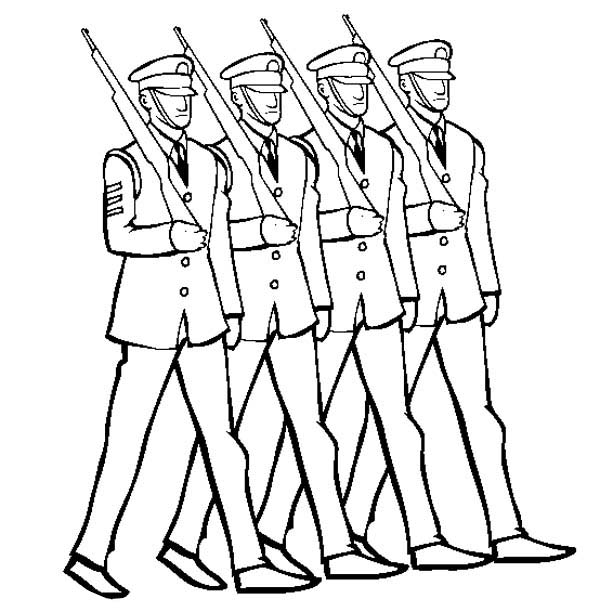 600x612 Celebrating Veterans Day By Marching In Uniform Coloring Page