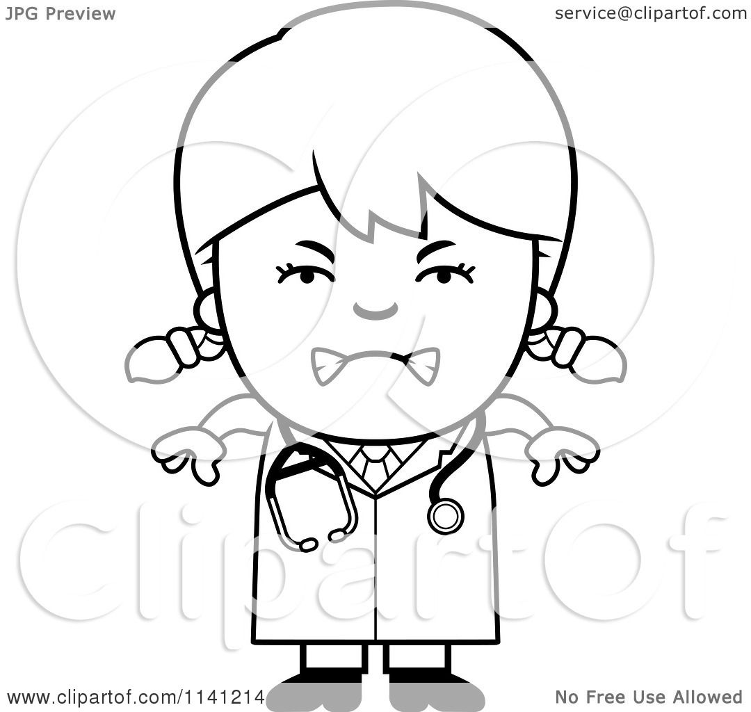 1080x1024 Cartoon Clipart Of A Black And White Angry Doctor Or Veterinarian