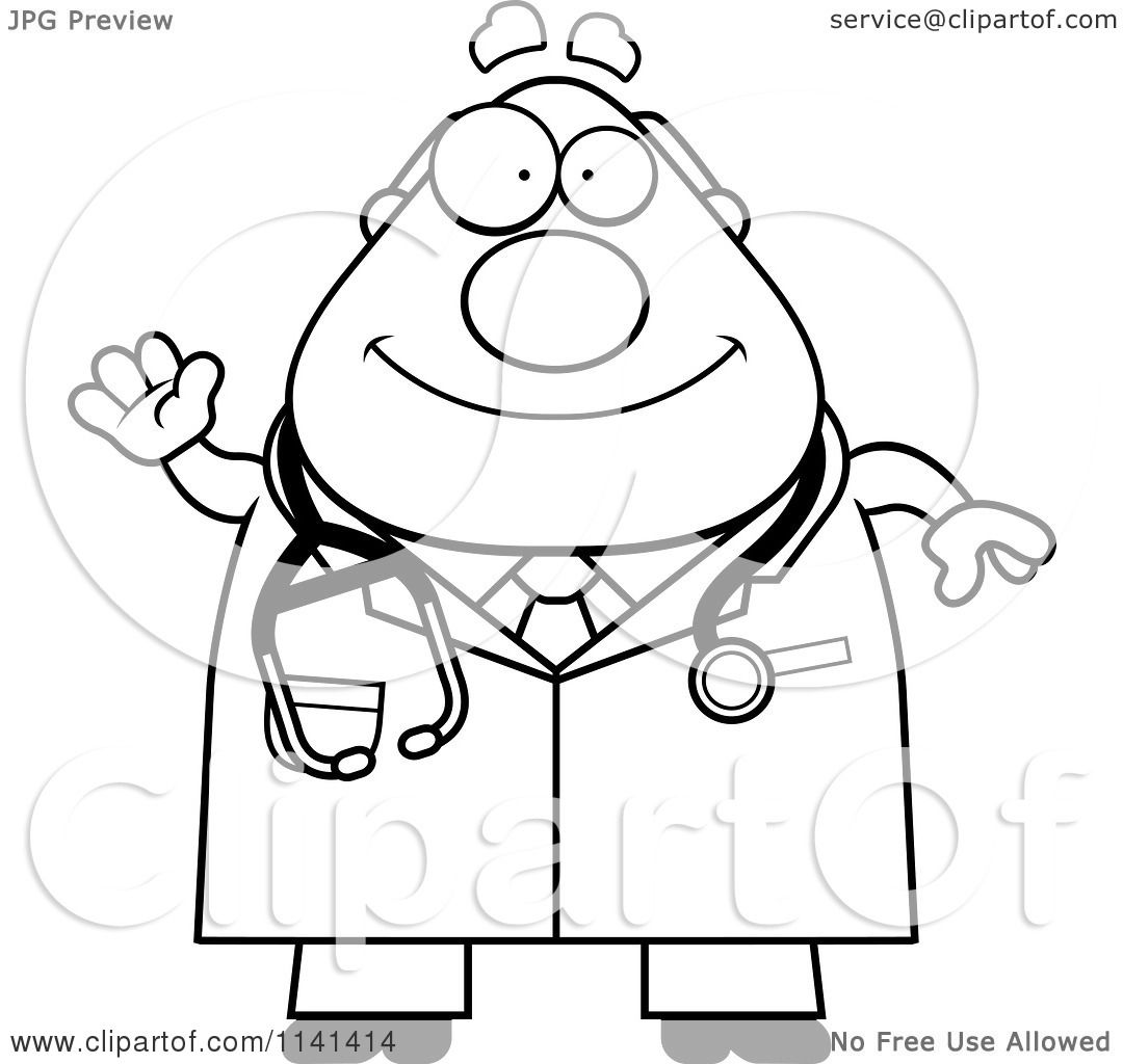 1080x1024 Cartoon Clipart Of A Black And White Waving Happy Chubby Male