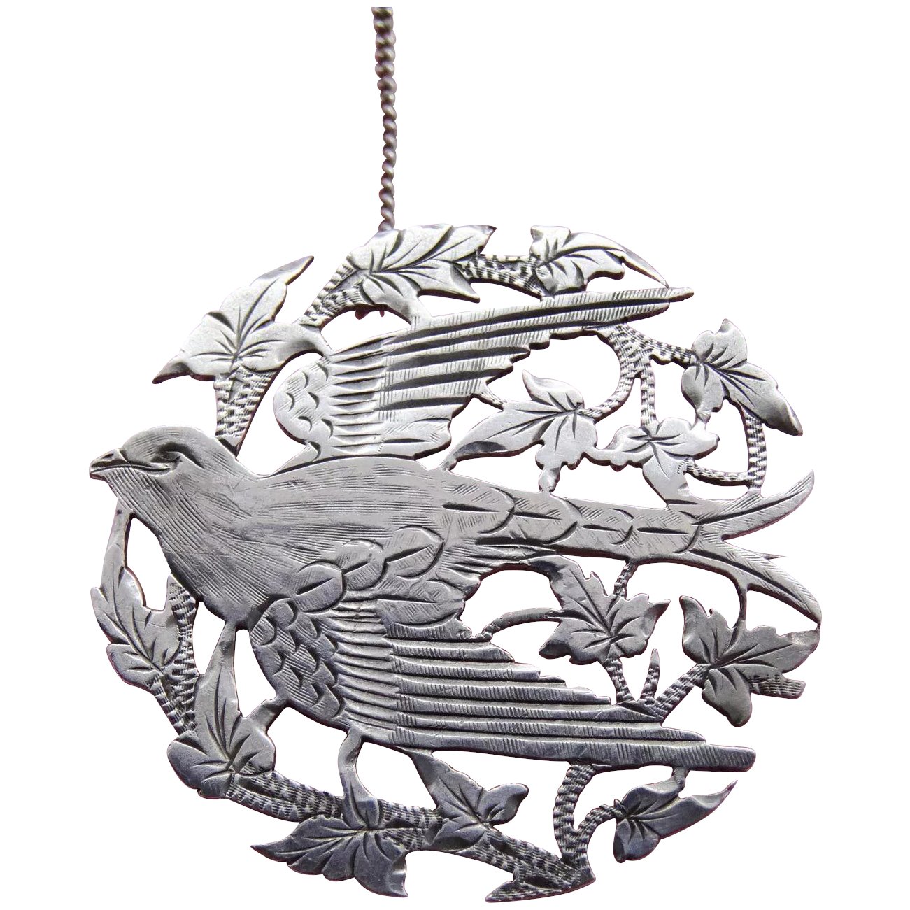 1301x1301 Sweet Victorian Aesthetic Bird Sterling Silver Pin Pierced Chased