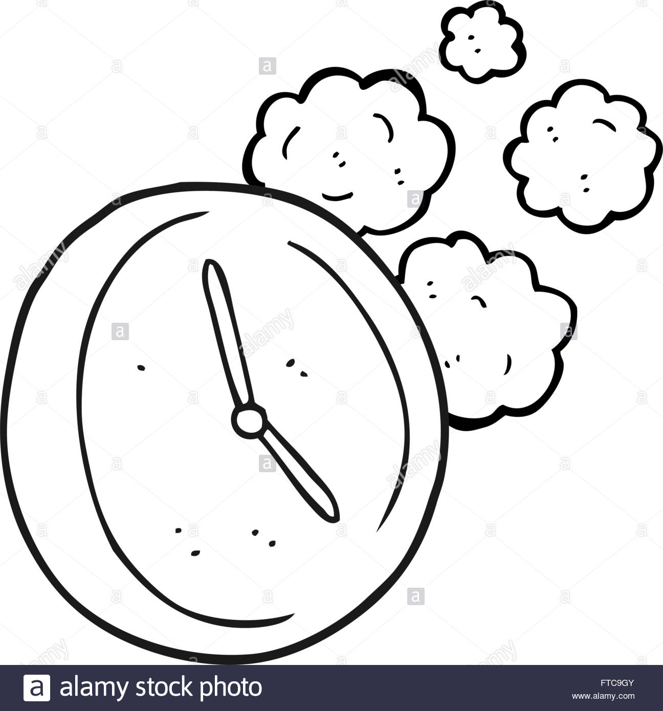 1296x1390 Drawn Clock Black And White