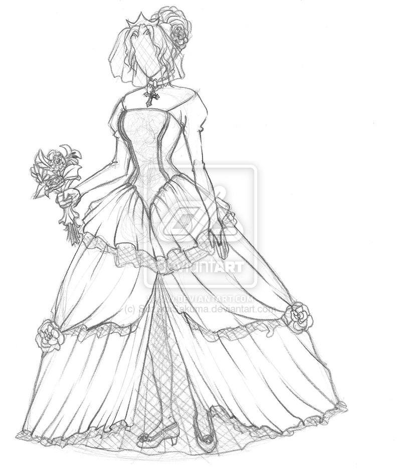 800x939 How To Draw A Wedding Dress For Beginners Drawing And Coloring