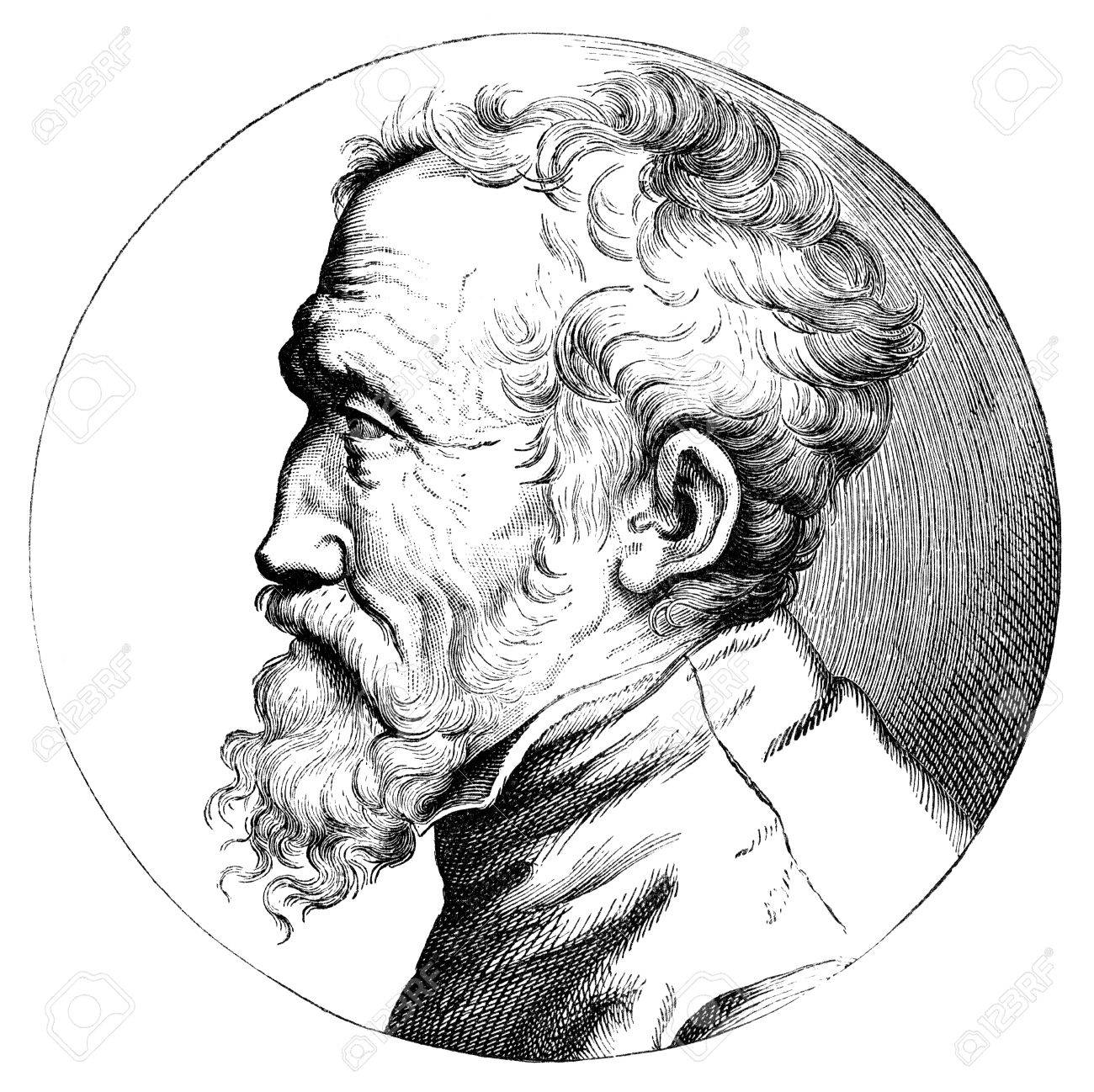 1300x1298 An Engraved Illustration Drawing Of Michelangelo Artist, Painter