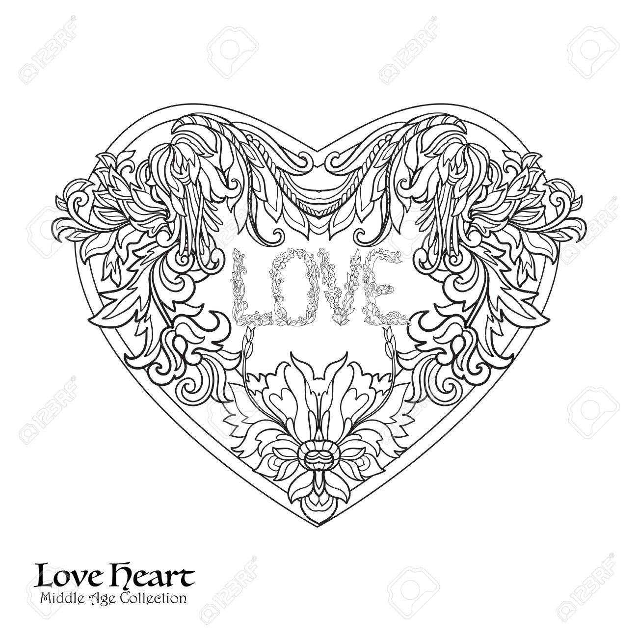 1300x1300 Decorative Love Heart In Rococo, Victorian, Renaissance, Baroque