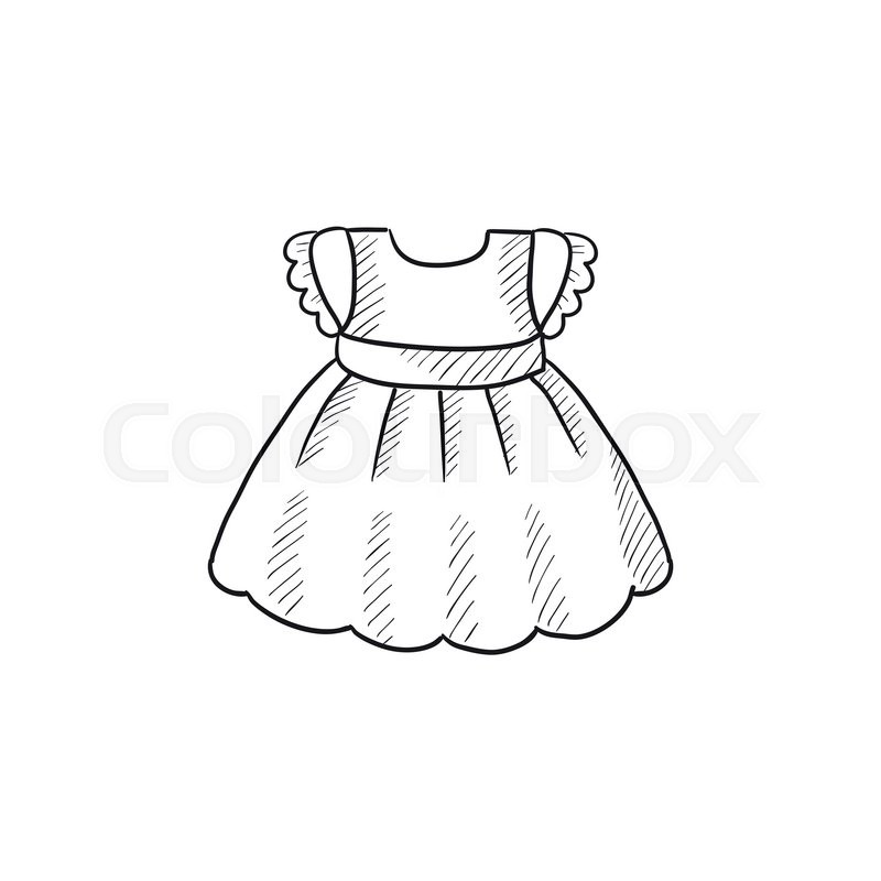 800x800 Baby Dress Vector Sketch Icon Isolated On Background. Hand Drawn